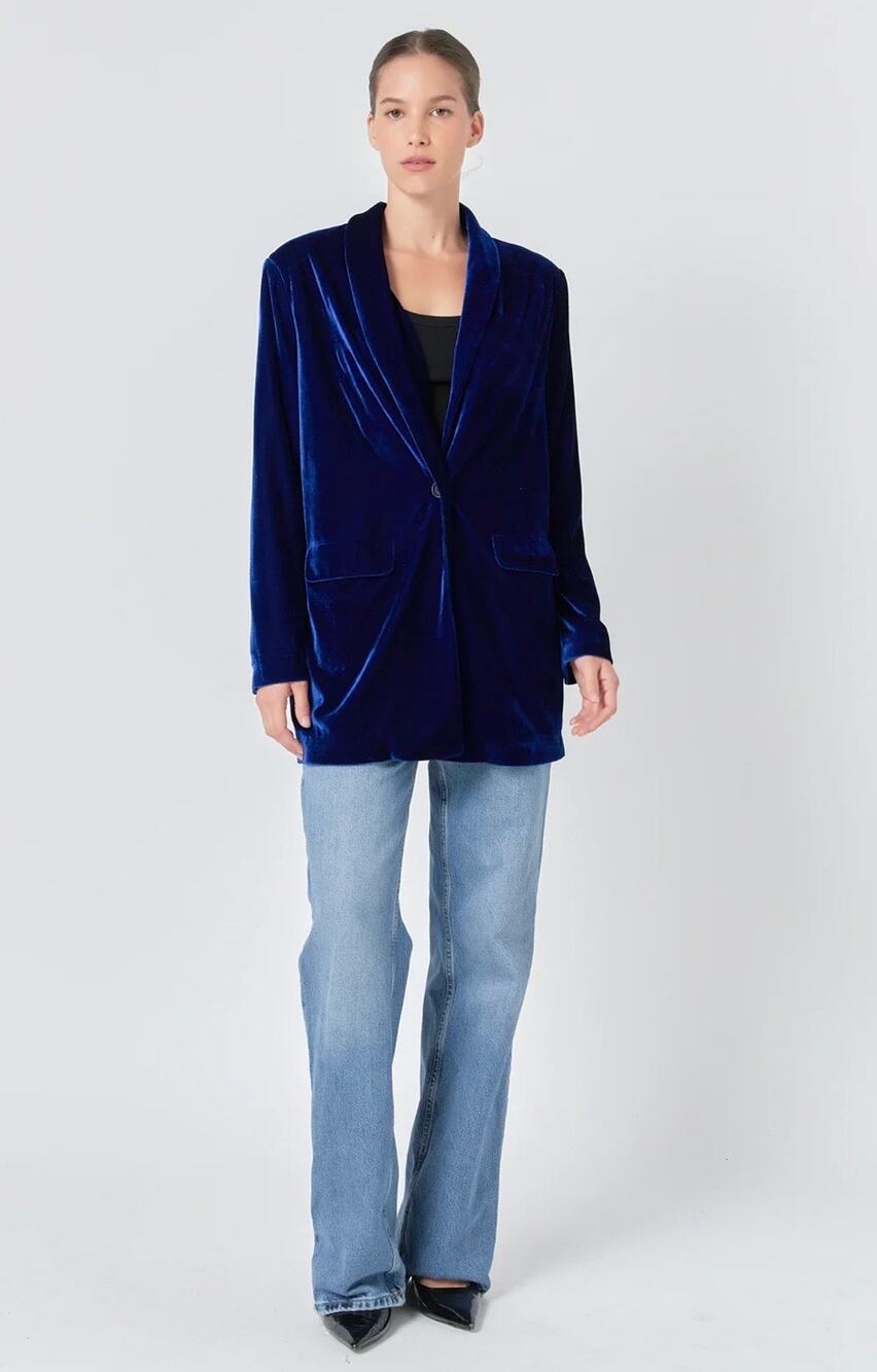 New with tags VELVET LOOSE FIT BLAZER blue